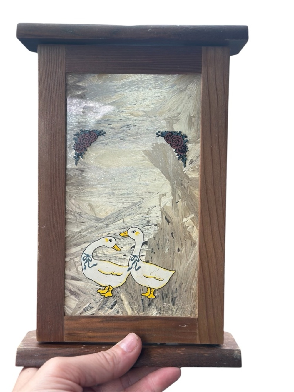 Vintage Hand-Painted Geese Wall Sconce/ Candle Holder